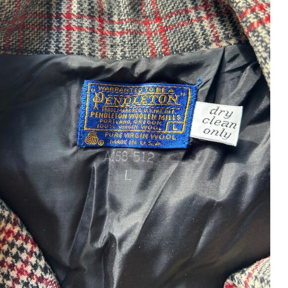 Vintage 70s Pendleton Wool Houndstooth Plaid Blazer Jacket Mens Large Rockabilly - Picture 14 of 15